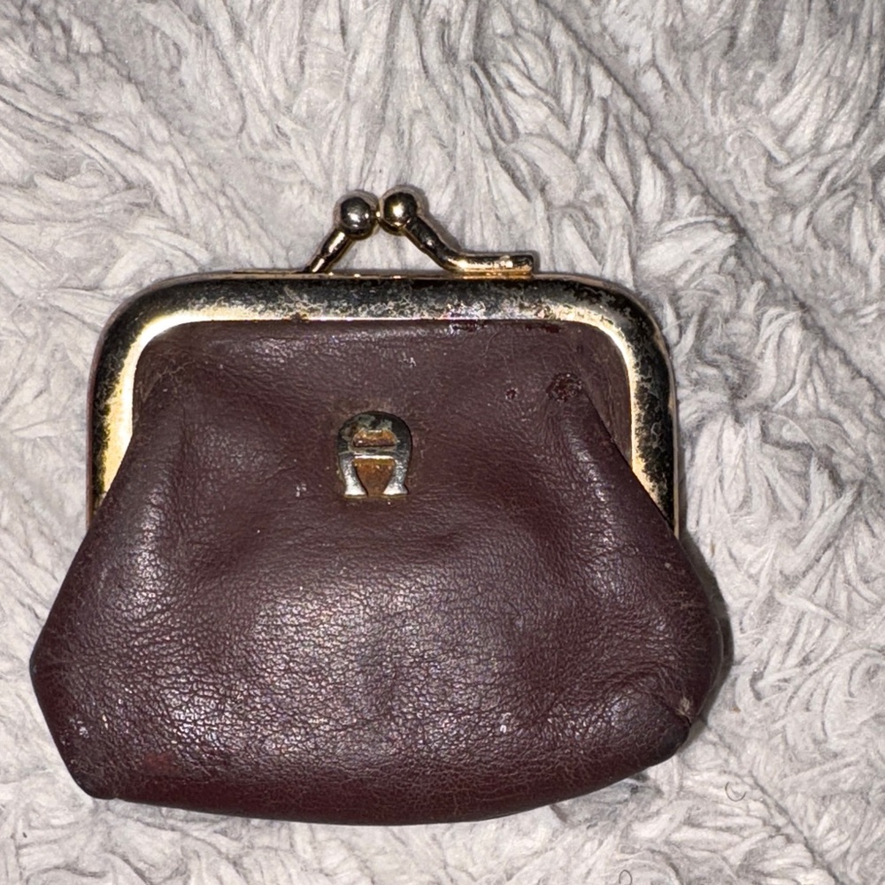 Etienne Aigner Dark Brown Leather Coin Purse